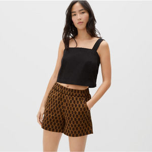 Everlane Button Back Tank Square Neckline Black Cropped Top Organic Cotton 12